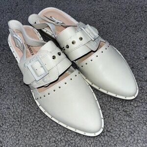 KELSI DAGGER BROOKLYN ALEX SLINGBACK LOAFER FLATS - EGGSHELL - STUDS - EUC - 8